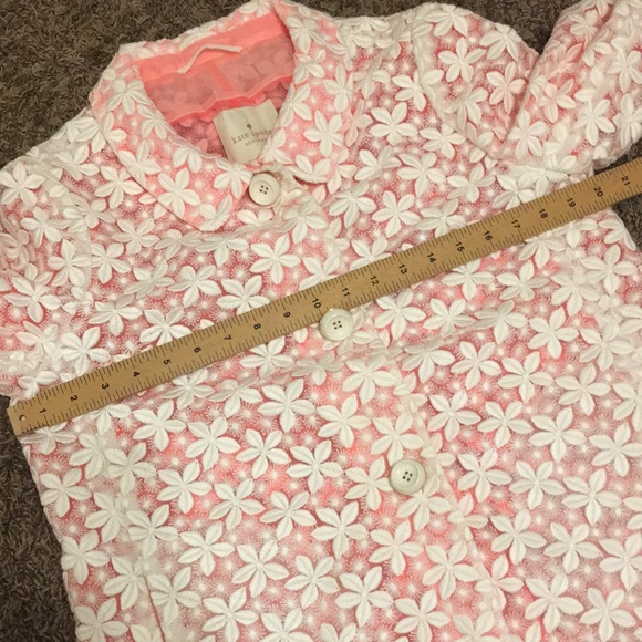 Kate Spade Embroidered Daisy Franny Coat White Pink - Picture 12 of 12